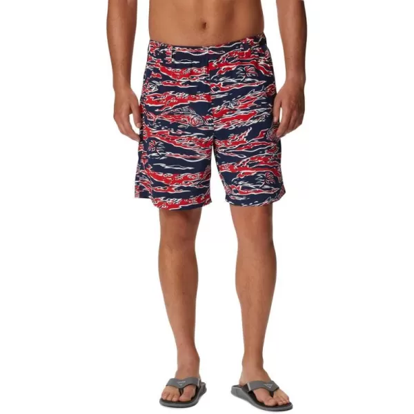 Columbia Mens Super Backcast Water ShortRed Spark Rough Waves Print