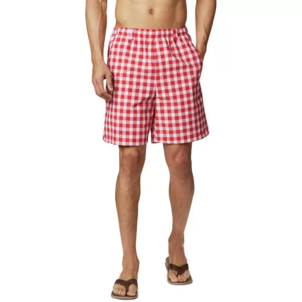 Columbia Mens Super Backcast Water ShortRed Sparks Palaka Plaid