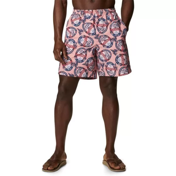 Columbia Mens Super Backcast Water ShortSorbet Holiday Spirits Print