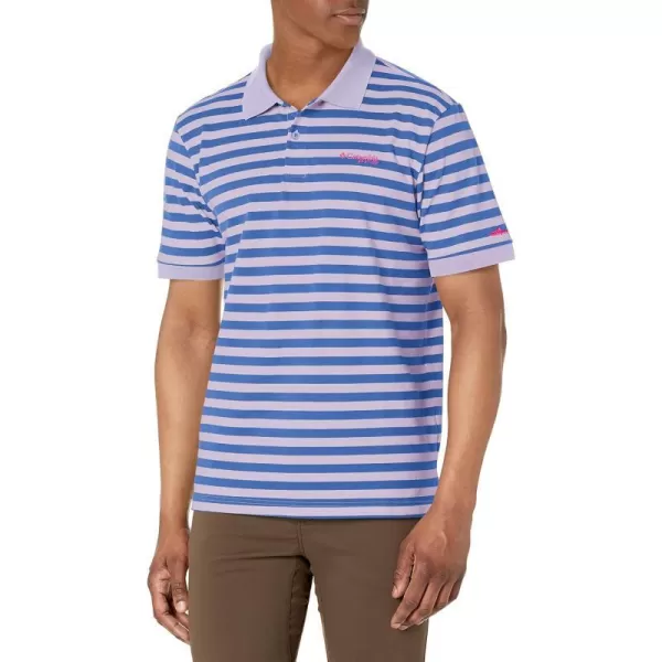 Columbia Mens Super Bonefish Pique PoloSoft Violet Hook Em Stripe