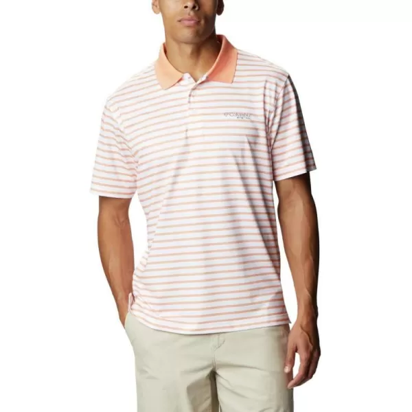 Columbia Mens Super Skiff Cast PoloBright NectarWhite Stripe