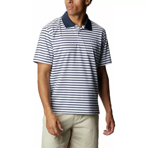 Columbia Mens Super Skiff Cast PoloCollegiate NavyWhite Stripe