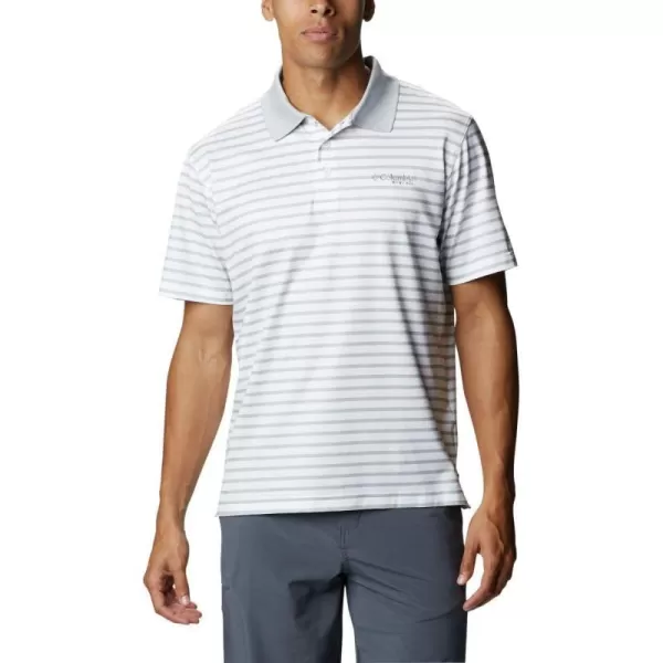 Columbia Mens Super Skiff Cast PoloCool GreyWhite Stripe