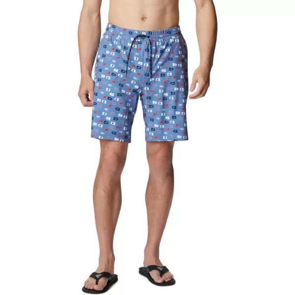 Columbia Mens Super Slack Tide Hybrid Water ShortBluestone Flags Up Print