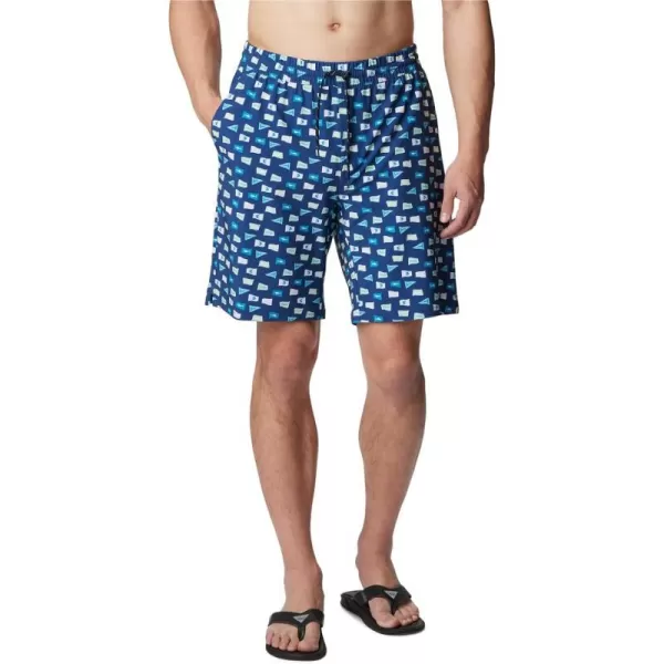 Columbia Mens Super Slack Tide Hybrid Water ShortCarbon Flags Up Print