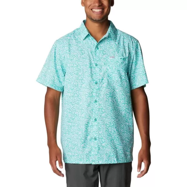 Columbia Mens Super Slack Tide ShirtElectric Turquoise Deepsea Medley