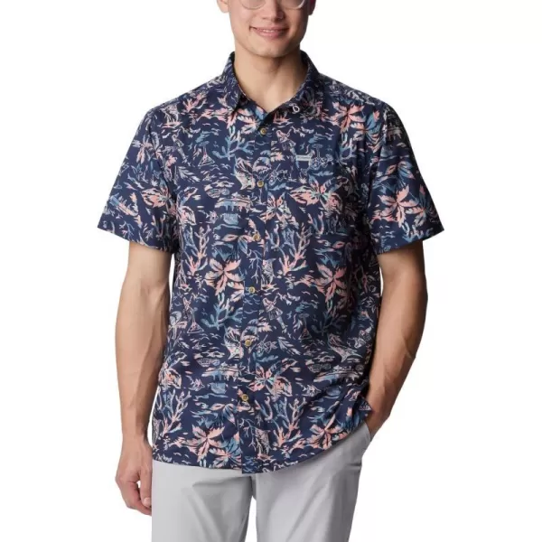 Columbia Mens Super Slack Tide ShirtTranquil Teal Kona Kraze Print