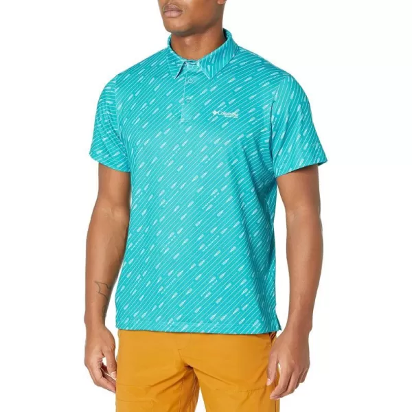 Columbia Mens Super Slack Tide Stretch PoloOcean Teal See Me Trollin