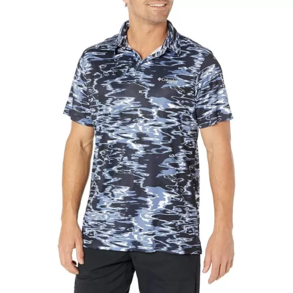 Columbia Mens Super Terminal Tackle PoloCollegiate Navy Ripples