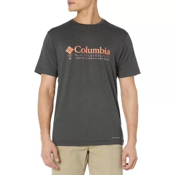 Columbia Mens Tech Trail Front Graphic Short Sleeve TeeBlack HeatherRipples Graphic