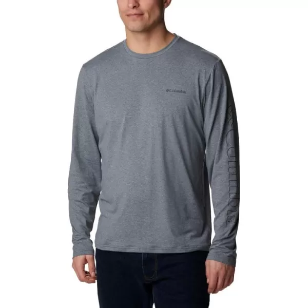 Columbia Mens Tech Trail Ls GraphicCity Grey HeatherBranded Shadow Sleeve