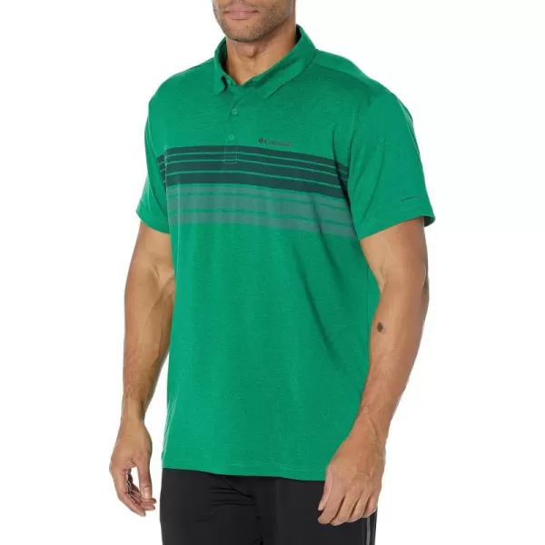 Columbia Mens Tech Trail Novelty PoloBamboo Forest Heather Stripe