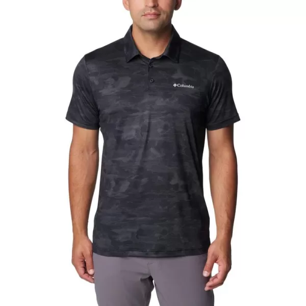 Columbia Mens Tech Trail Novelty PoloBlack Beachwood