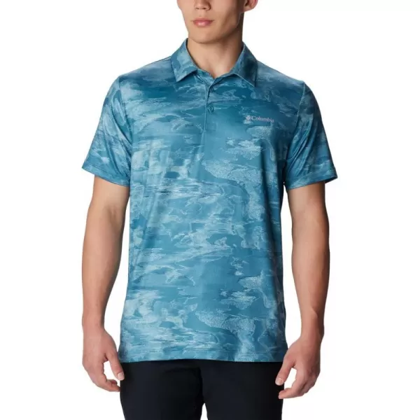 Columbia Mens Tech Trail Novelty PoloCloudburst Beachwood