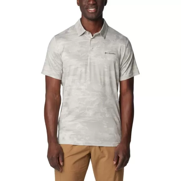 Columbia Mens Tech Trail Novelty PoloDark Stone Beachwood