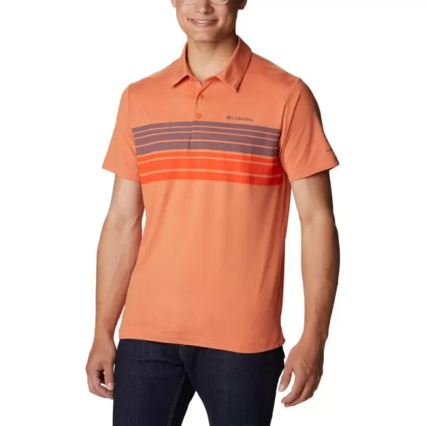 Columbia Mens Tech Trail Novelty PoloDesert Orange Heather Stripe