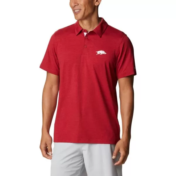 Columbia Mens Tech Trail PoloArkansas Razorbacks Ark  Red Velvet