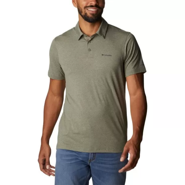 Columbia Mens Tech Trail PoloStone Green Heather