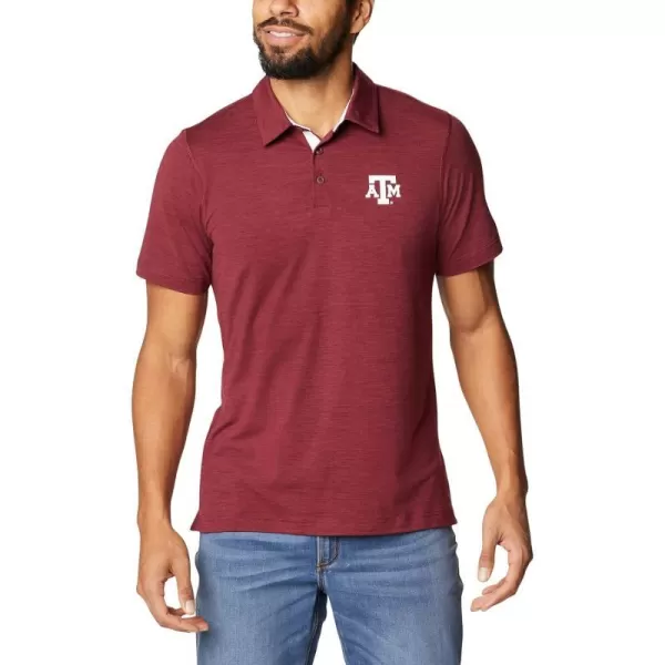 Columbia Mens Tech Trail PoloTexas AampM Aggies Tam  Deep Maroon