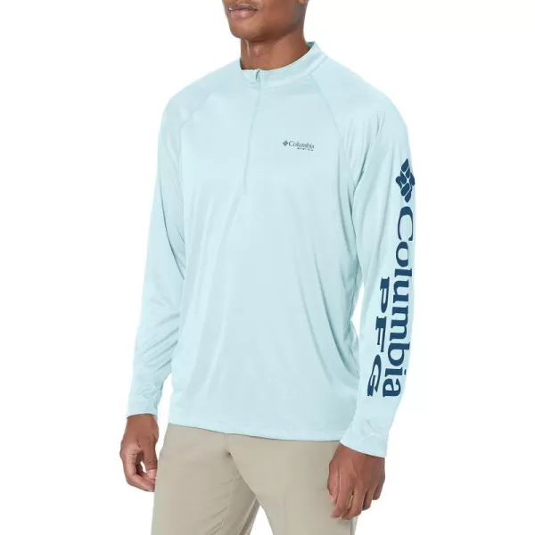 Columbia Mens Terminal Tackle 14 ZipSpring Blue HeatherCarbon Logo