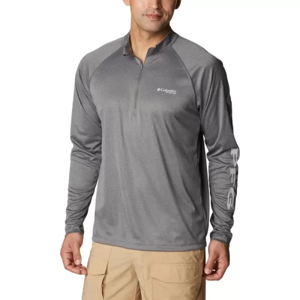 Columbia Mens Terminal Tackle Heather 14 ZipCharcoal HeatherCool Grey Logo