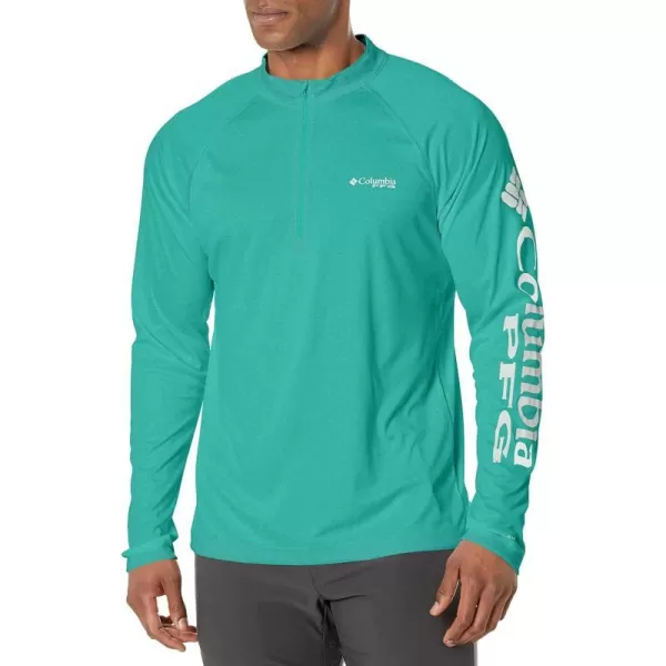 Columbia Mens Terminal Tackle Heather 14 ZipElectric Turquoise HeatherCool Grey Logo