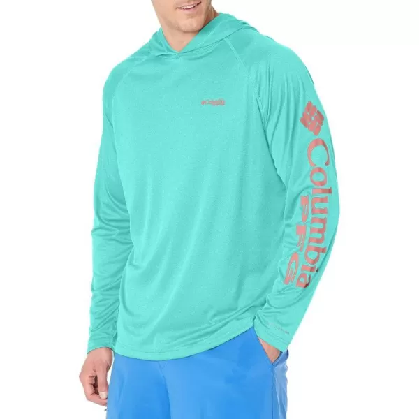 Bright Aqua Heather/Salmon Logo