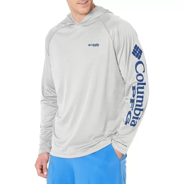 Columbia Mens Terminal Tackle Heather HoodieCool Grey HeatherVivid Blue Logo