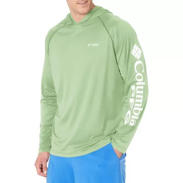 Columbia Mens Terminal Tackle Heather HoodieLime Glow HeatherWhite Logo