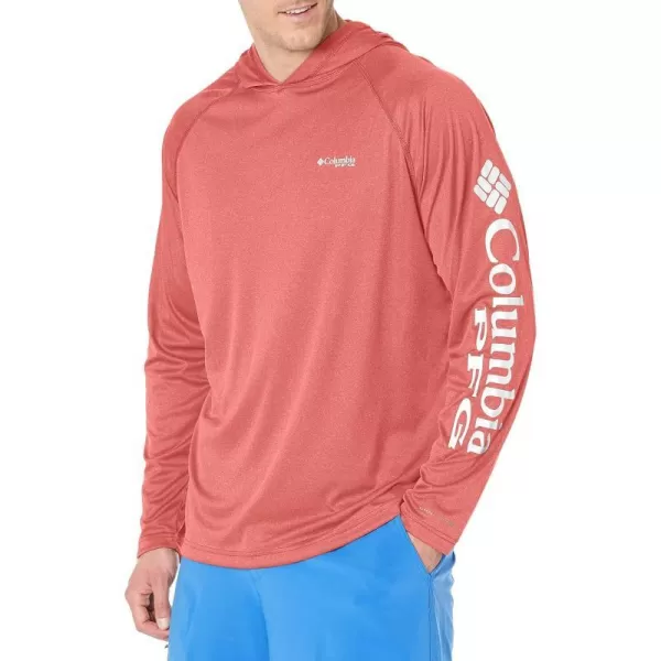 Columbia Mens Terminal Tackle Heather HoodieRed Hibiscus HeatherWhite Logo