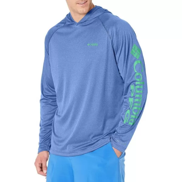 Columbia Mens Terminal Tackle Heather HoodieVivid Blue HeatherWinter Green Logo