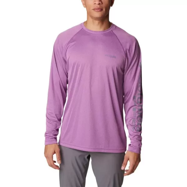 Columbia Mens Terminal Tackle Heather Long Sleeve ShirtBerry Jam HeatherGranite Purple Logo