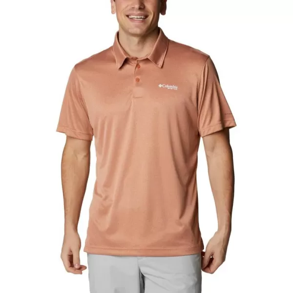 Columbia Mens Terminal Tackle Heather PoloIsland Orange HeatherWhite Logo