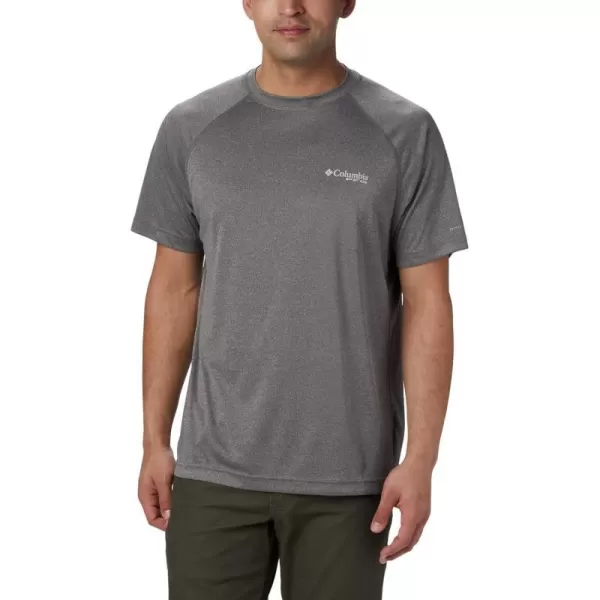 Columbia Mens Terminal Tackle Heather Ss ShirtCharcoal HeatherCool Grey Logo