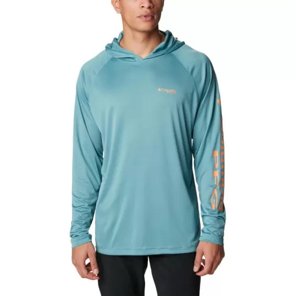 Columbia Mens Terminal Tackle HoodieTranquil TealOrange Reef Logo