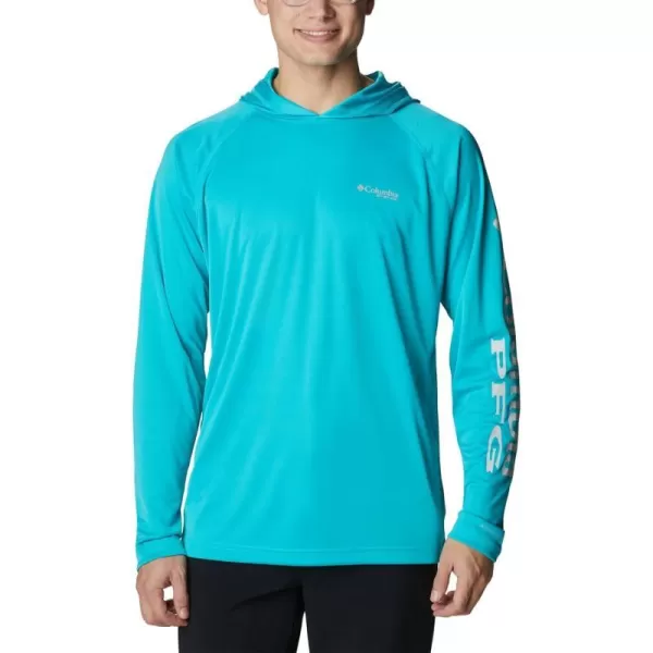 Columbia Mens Terminal Tackle HoodieTurquoiseCool Grey Logo