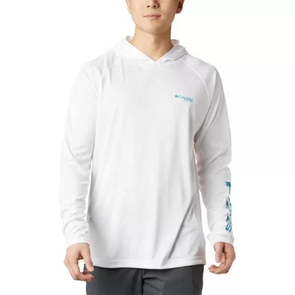 Columbia Mens Terminal Tackle HoodieWhiteAtoll Logo