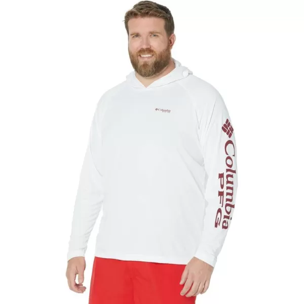 Columbia Mens Terminal Tackle HoodieWhiteRed Jasper Logo