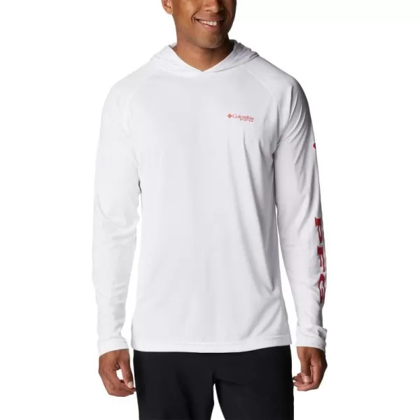 Columbia Mens Terminal Tackle HoodieWhiteRed Spark Logo