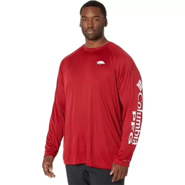 Columbia Mens Terminal Tackle Long Sleeve Shirt Wicking MaterialArk  Red Velvet  White