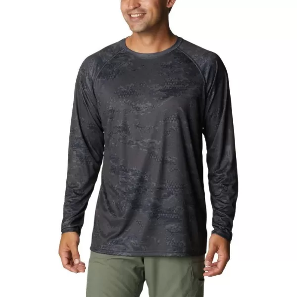 Columbia Mens Terminal Tackle Long Sleeve Shirt Wicking MaterialBlack Pfg Camo