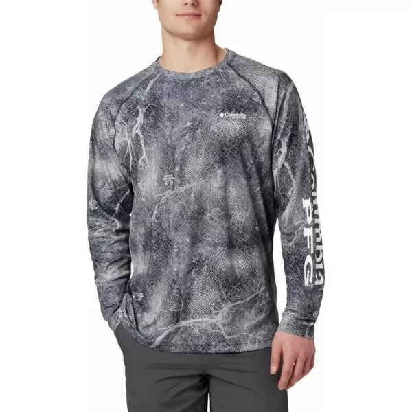 Columbia Mens Terminal Tackle Long Sleeve Shirt Wicking MaterialBlack Realtree Mako