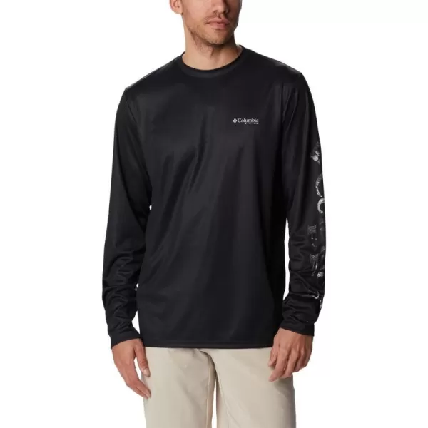 Columbia Mens Terminal Tackle Long Sleeve Shirt Wicking MaterialBlackBlack Realtree Horizon