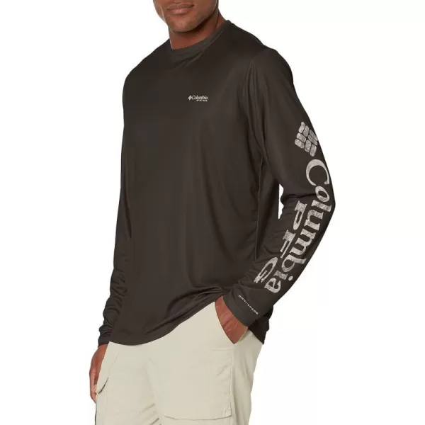 Columbia Mens Terminal Tackle Long Sleeve Shirt Wicking MaterialBlackBlack Realtree Mako