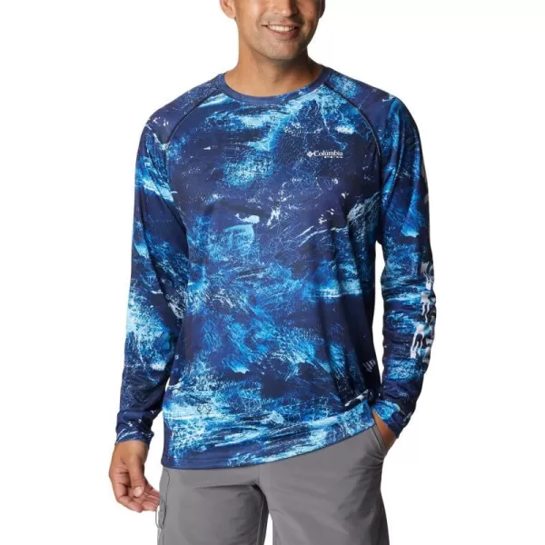 Columbia Mens Terminal Tackle Long Sleeve Shirt Wicking MaterialBlue Macaw Realtree Horizon