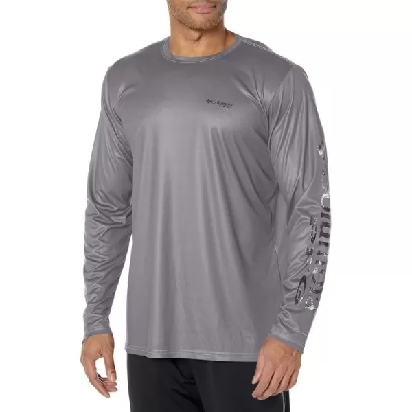 Columbia Mens Terminal Tackle Long Sleeve Shirt Wicking MaterialCity GreyBlack Real Tree Horizon