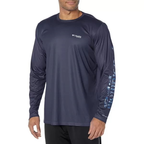 Columbia Mens Terminal Tackle Long Sleeve Shirt Wicking MaterialCollegiate NavyCollegiate Navy Ripples