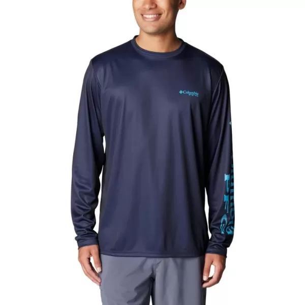 Columbia Mens Terminal Tackle Long Sleeve Shirt Wicking MaterialCollegiate NavyOcean Blue Deepwater