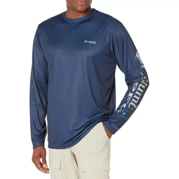 Columbia Mens Terminal Tackle Long Sleeve Shirt Wicking MaterialCollegiate NavySun Glow Gamefish Camo