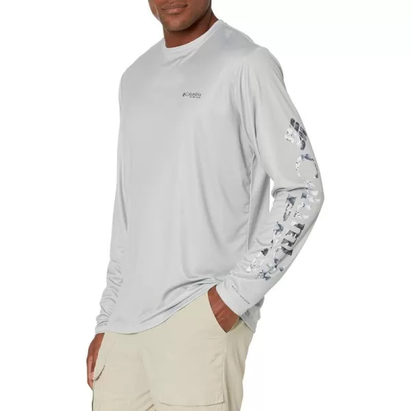 Columbia Mens Terminal Tackle Long Sleeve Shirt Wicking MaterialCool GreyTarpon Camo